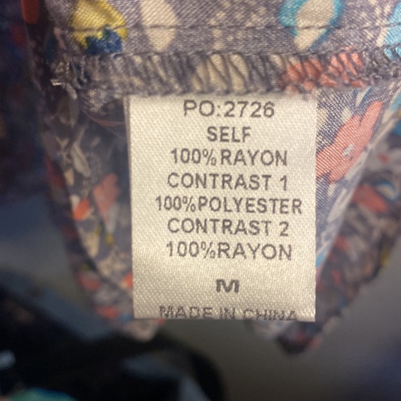 Women’s bohemian cottage core lace up neck, baby doll flowy tunic top - Picture 7 of 7